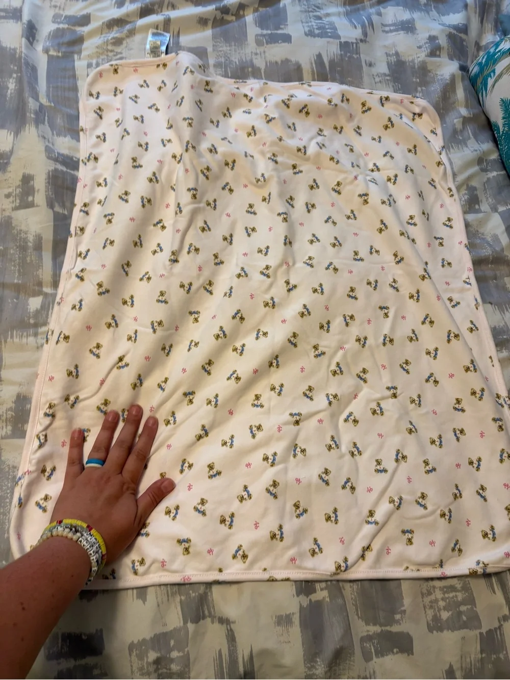 Soft Pink Bear Floral Baby Blanket